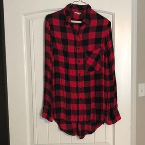 Buffalo plaid button up tunic
